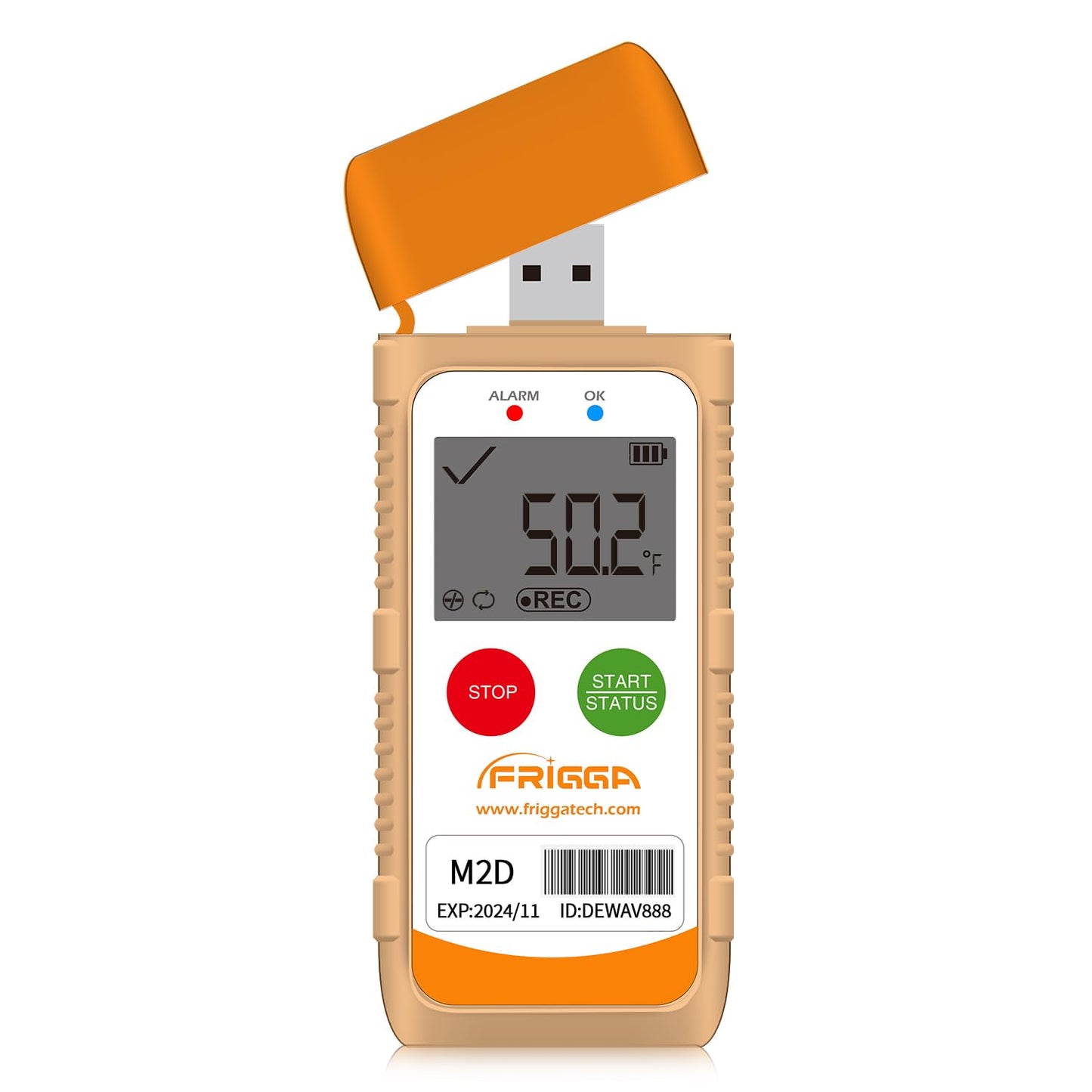 Frigga M2D Reusable Temperature Data Logger Multi-Use USB Digital Temperature Recorder 14400 Points High Accuracy Refrigerator Thermometer Logger PDF CSV Report