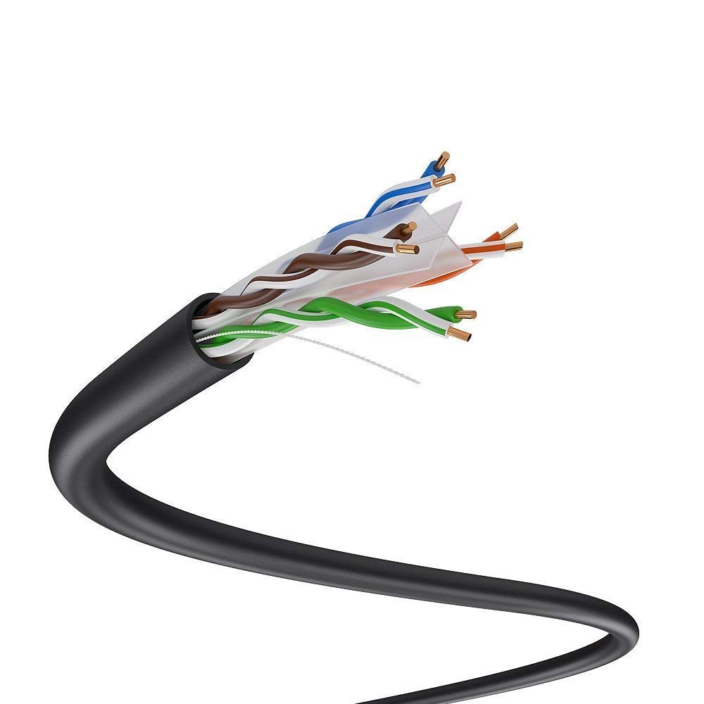 Dripstone CAT6 Direct Burial Ethernet Cable – 23AWG Solid CCA UTP, Waterproof HDPE Insulated, Polyethylene (PE) Jacket for Indoor/Outdoor Installations (Black - 500ft)