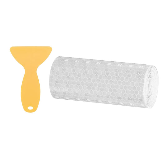 PATIKIL 4 Inch x 10 ft Reflective Tape, 1 Roll Waterproof Self Adhesive High Visibility Caution Warning Safety Tape Reflector with Scraper for Trucks Trailers Cars, White