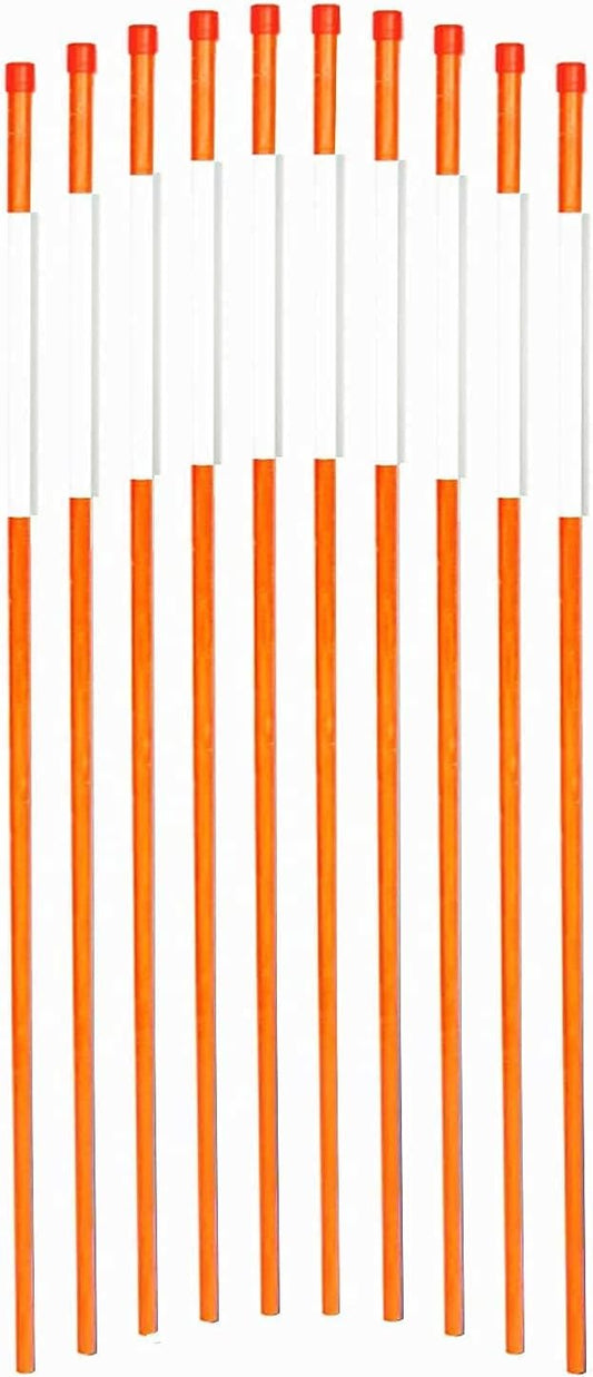 FiberMarker Reflective Driveway Makers 48-Inch Orange 12-Pack 5/16-Inch Dia Solid Snow Pole Reflective Snow Stakes for Roadway