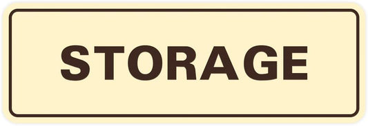Standard STORAGE Door/Wall Sign - Ivory/Dark Brown - Small (1 Pack)