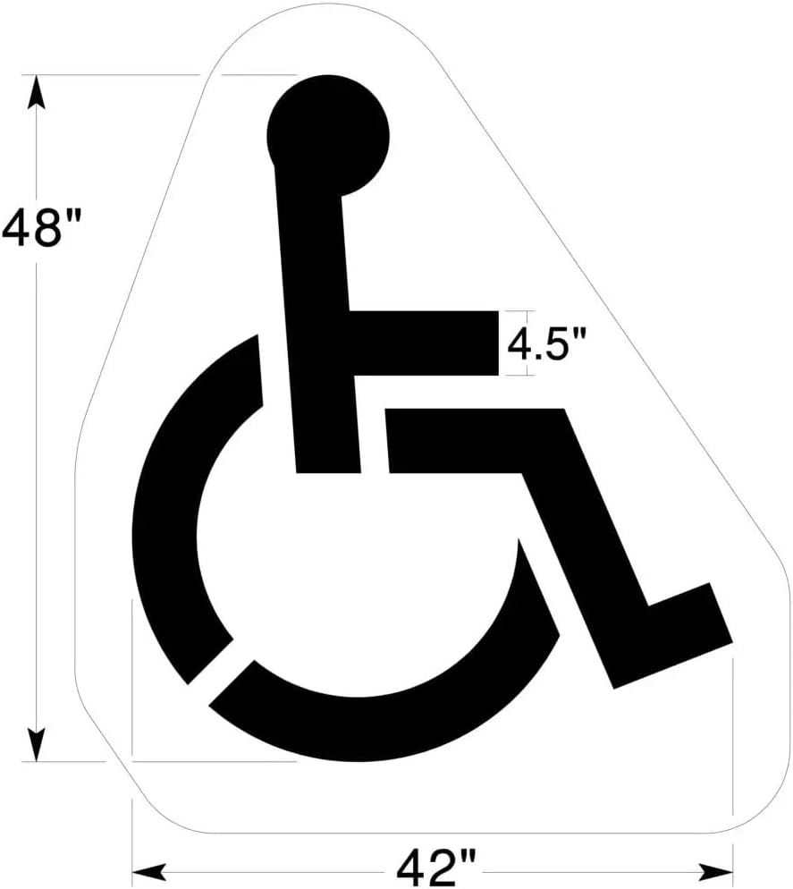 Medium Handicap Parking Stencil | Part#: 10005209 | 34.5" W x 39" H | Flexible and Durable 1/8" PolyTough Lifetime | Made in USA