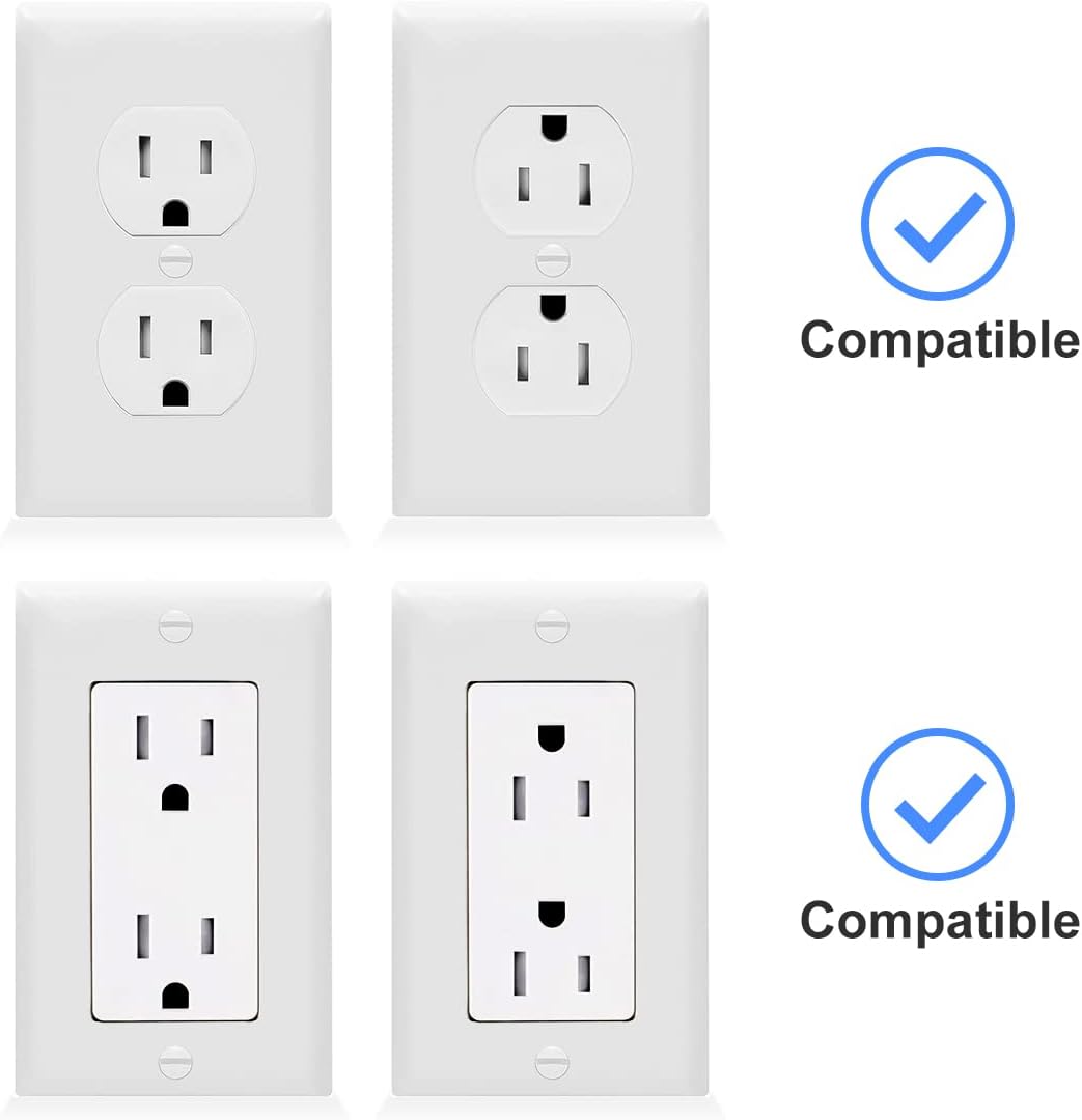 Suptek Wall Outlet Shelf 4 Pack,Home Wall Shelf Organizer for Outlets,Perfect for Bathroom,Kitchen,Bedrooms,Hold Cell Phone,Speaker up to20lbs,With Cable Management and Detachable Hooks,White(S3W4)