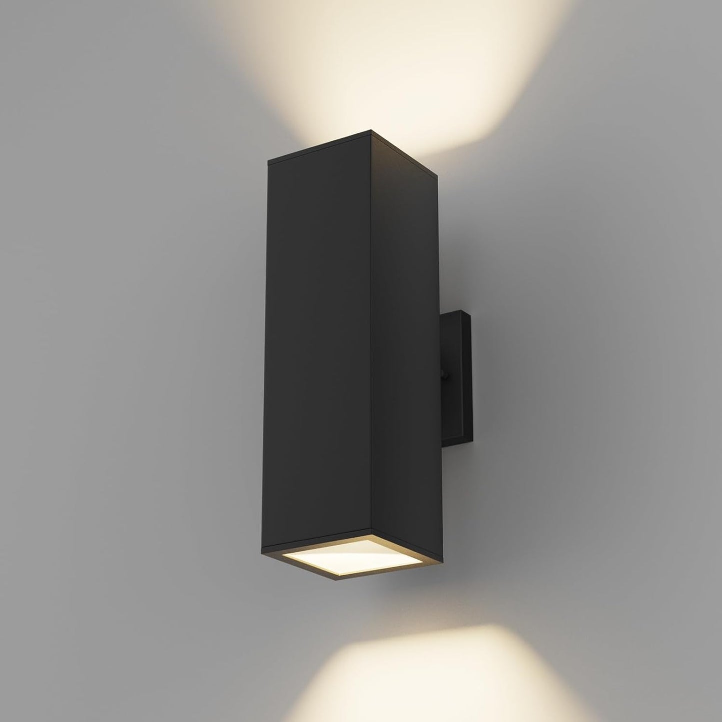 JAYMP 13" Up and Down Wall Sconce Aluminum Modern Outdoor Light, Black Rectangular IP65 Waterproof Exterior Wall Lamp for Front Door Patio Porch Staircase Hallway (1 Pack)