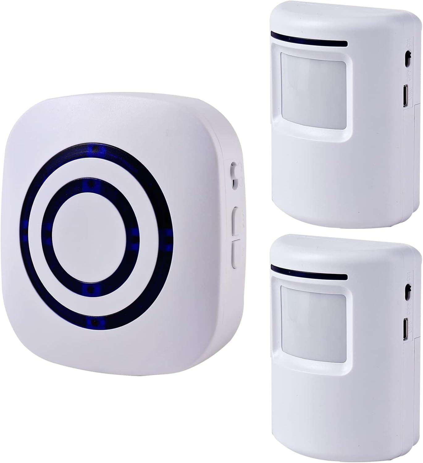Motion Sensor Alarm - Seanme Wireless Driveway Alarm 100m Long Distance Signal Transmission, Home Security Alarm System Motion Sensor Doorbell with 38 Chime Tunes (1 reciver and 2 Sensor)