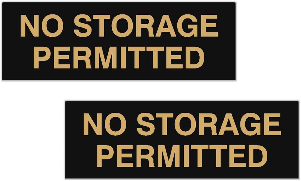 Signs ByLITA Basic No Storage Permitted Sign | Powerful Foam Tape (Black/Gold) - Large 2 Pack