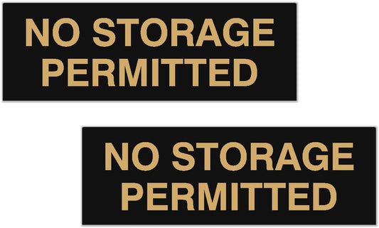 Signs ByLITA Basic No Storage Permitted Sign | Powerful Foam Tape (Black/Gold) - Medium 2 Pack