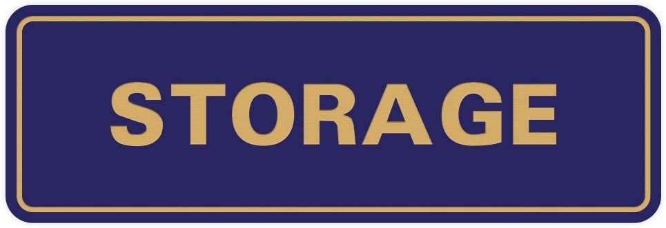 Standard STORAGE Door/Wall Sign - Blue/Gold - Small (1 Pack)