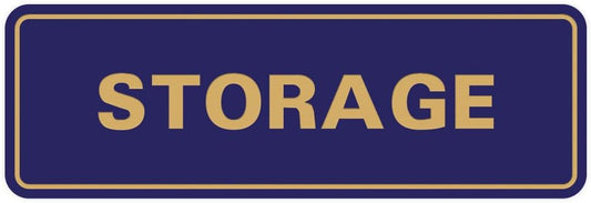 Standard STORAGE Door/Wall Sign - Blue/Gold - Small (1 Pack)