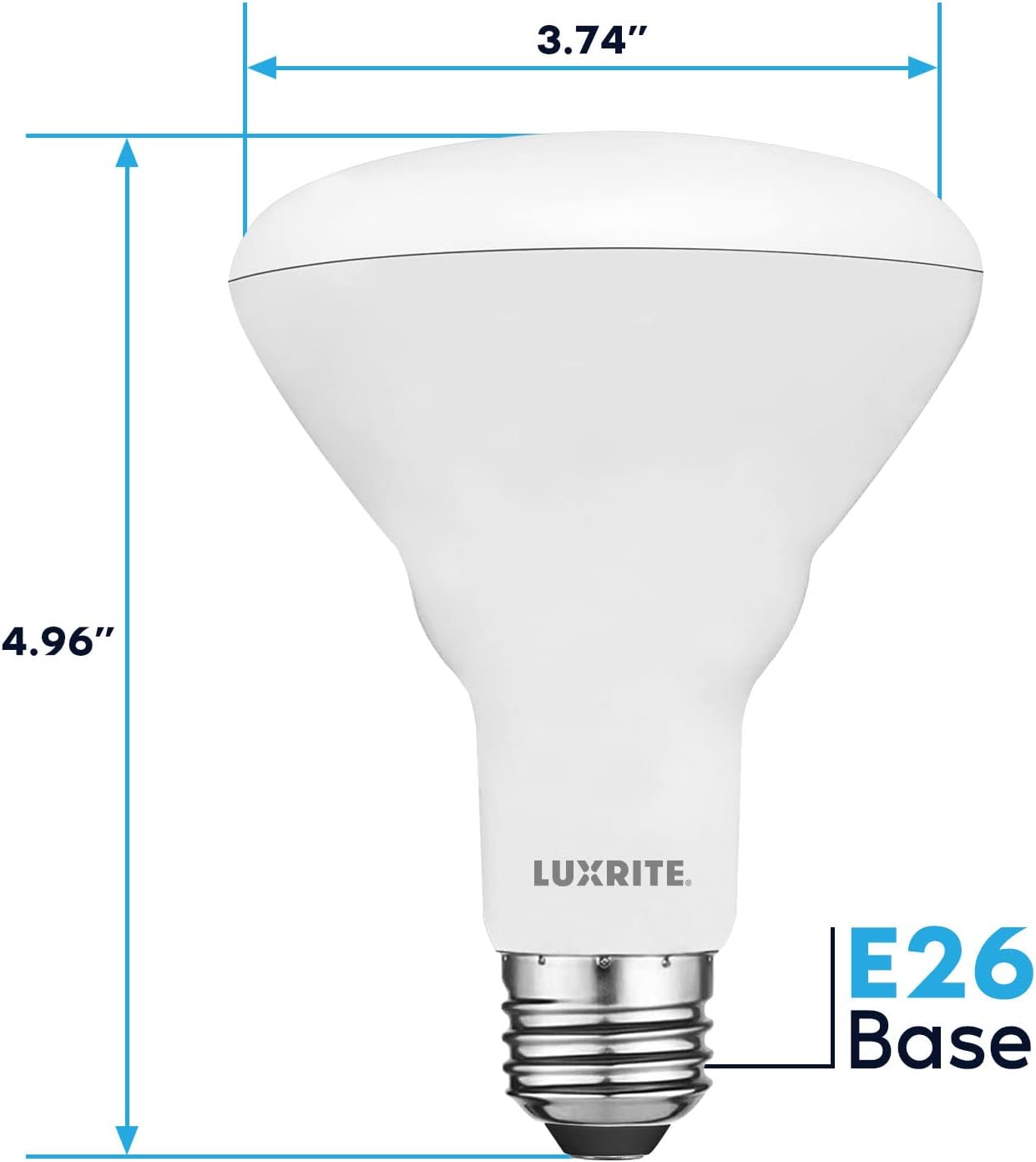 LUXRITE 4-Pack BR30 LED Bulb, 65W Equivalent, 4000K Cool White, Dimmable, 650 Lumens, LED Flood Light Bulbs, 8.5W, Energy Star, E26 Medium Base, Damp Rated, Indoor/Outdoor - Living Room and Kitchen