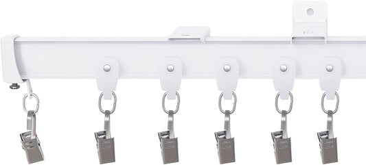 Flexible Ceiling Curtain Tracks, Ceilings Track for Curtains, Aluminum Curtains Track Ceilings Mount,Wall Mount Curtain Rail, Ceiling Curtain Rod, Sliding Curtain Tracks with Clips (White 9FT)