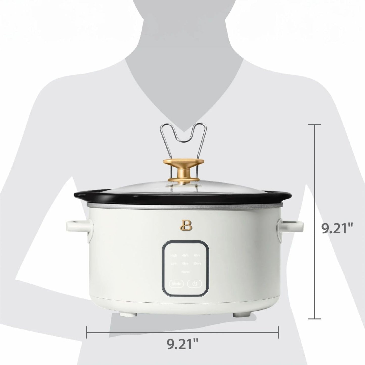 Beautiful 4-Qt Digital Slow Cooker with Smart Touch Screen, Removable Pot, Timer Presets, Ideal for Small Families