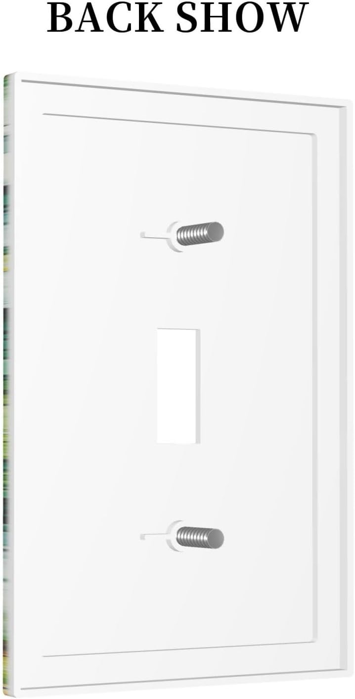 Vintage Floral White Flowers Green Plants Leaves Decorative Light Switch Cover 1 Gang Single Toggle Decorator Outlet Wall Plate Device Electrical Faceplate Switchplates for Bedroom Bathroom