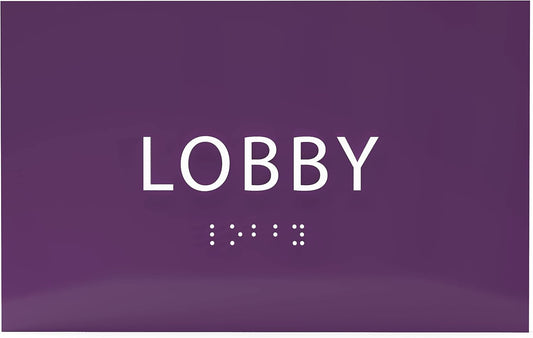 6" X4" Lobby Sign - Tactile Graphics Grade 2 Braille Text Reception Area Sign| Utility ADA Compliant Wall Mount Plastic Signs For Hospital, Offices, Businesses & Apartments
