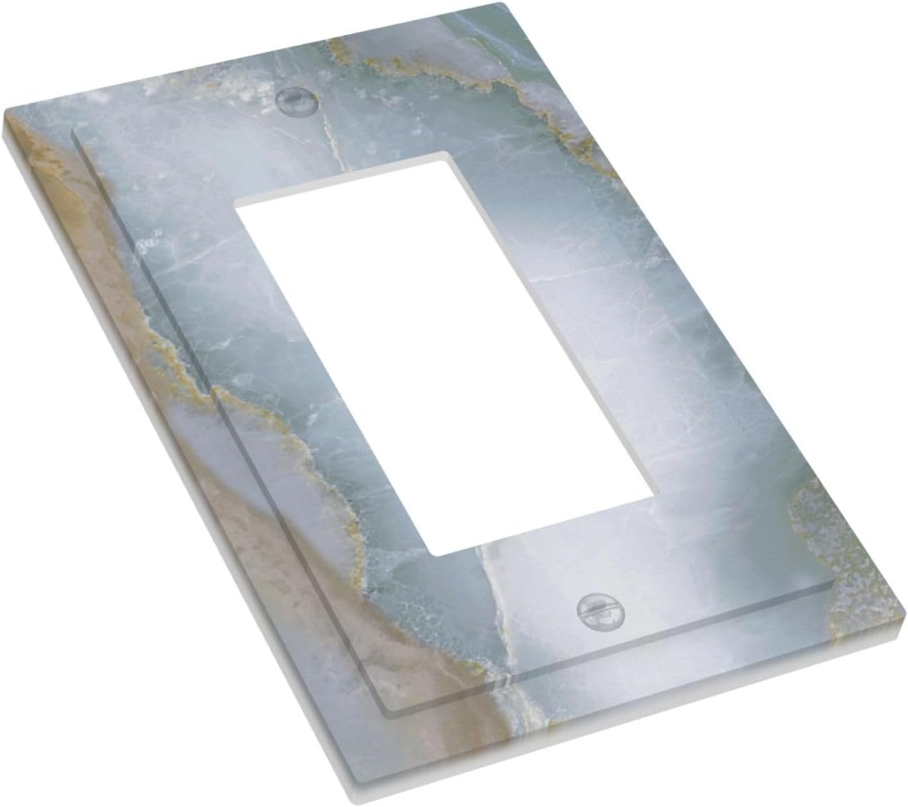 Decorative Outlet Covers Colored Art Marble Golden Line 1 Gang Single Rocker Light Switch Cover Plate Wall Plates Gfci Faceplate For Bathroom Kitchen Decor