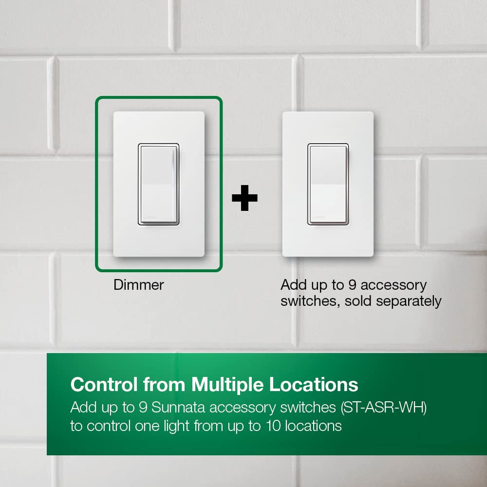 Lutron Sunnata Touch Dimmer Switch, LED+ Advanced Technology for LED and Incandescent, 3 Way/Multi Location, STCL-153MS-WH-3, White (3-Pack)