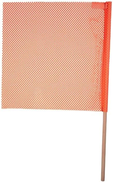 Mytee Products (16 Pack) 18"x18" Orange Safety Flags for Truck Loads w/Dowel - DOT Compliant Jersey Mesh Warning Flags on Stick for Oversize Wide Load, Construction, Road Traffic, Pedestrian Signs