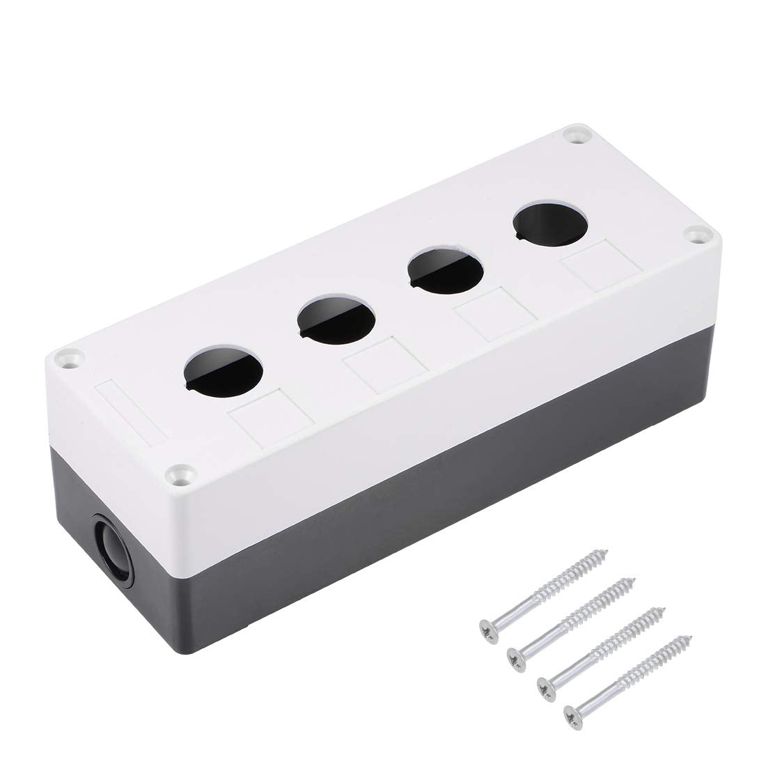 uxcell Push Button Switch Control Station Box 22mm 4 Button Aperture White and Black