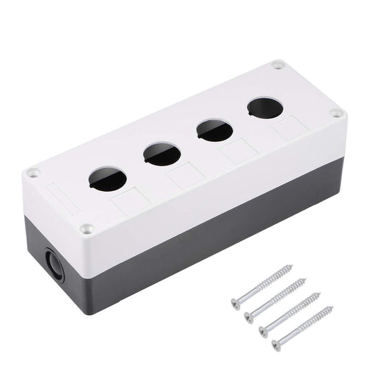 uxcell Push Button Switch Control Station Box 22mm 4 Button Aperture White and Black