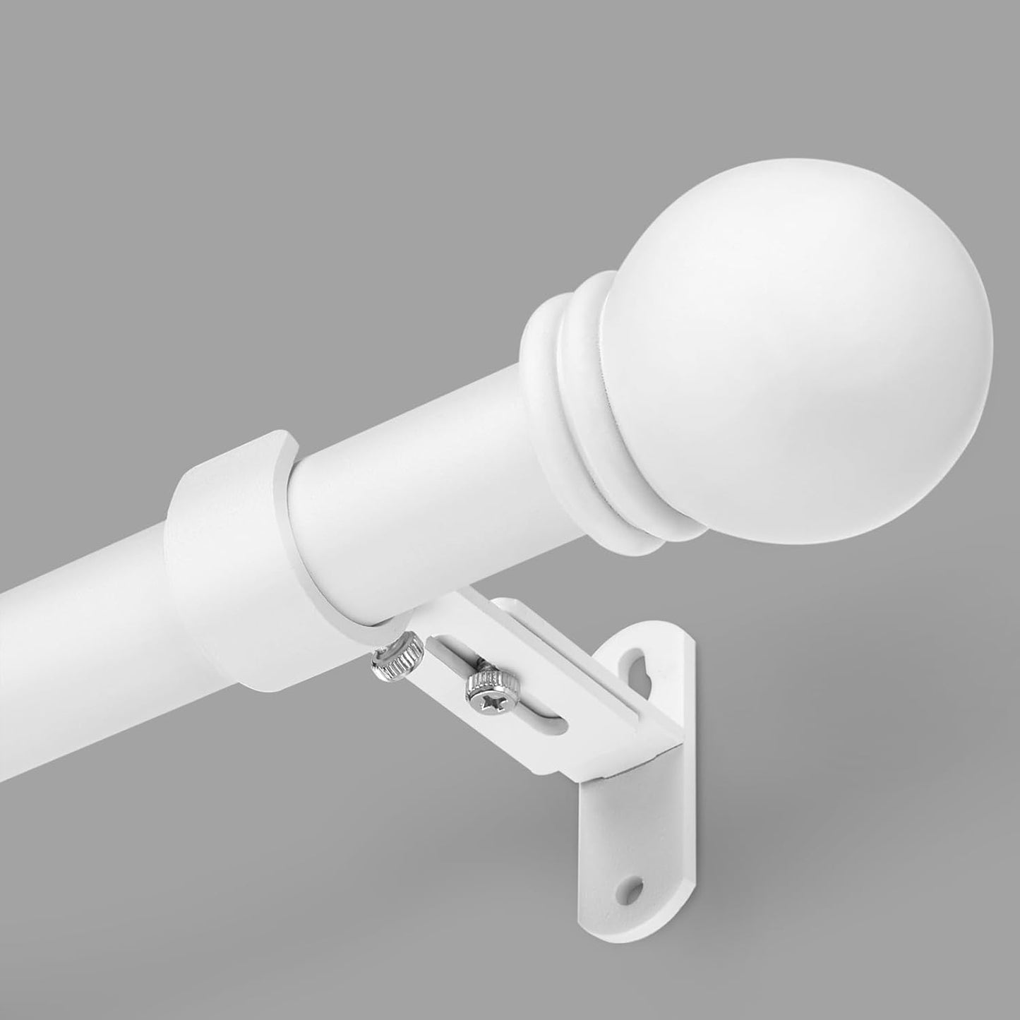 Curtain Rods for Windows 16 to 120 Inches, Curtain Rod Max Adjustable Length of 132 IN, 6/8" Diameter Drapery Rods Round Finials, White, Pack of 1