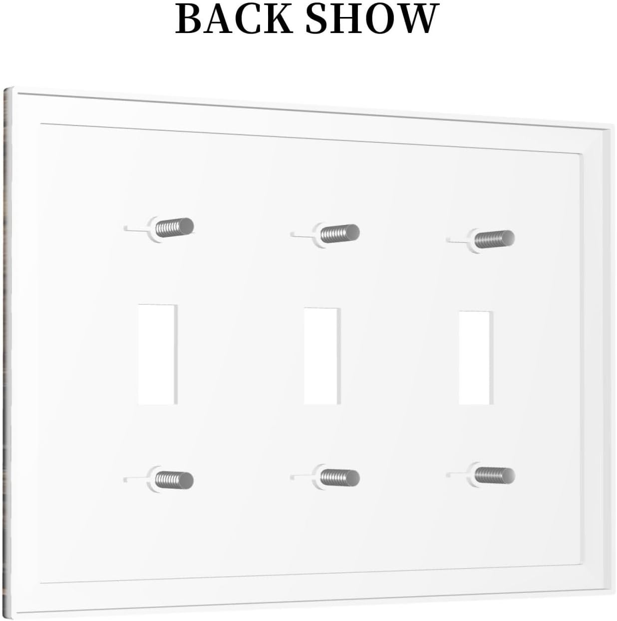 Decorative Light Switch Cover Plate Black And White Dandelion Art Vintage Wood Grain 3 Gang Wall Plate Triple Toggle Switch Plate Covers Electrical Outlet Cover for Farmhouse Cabin Decor