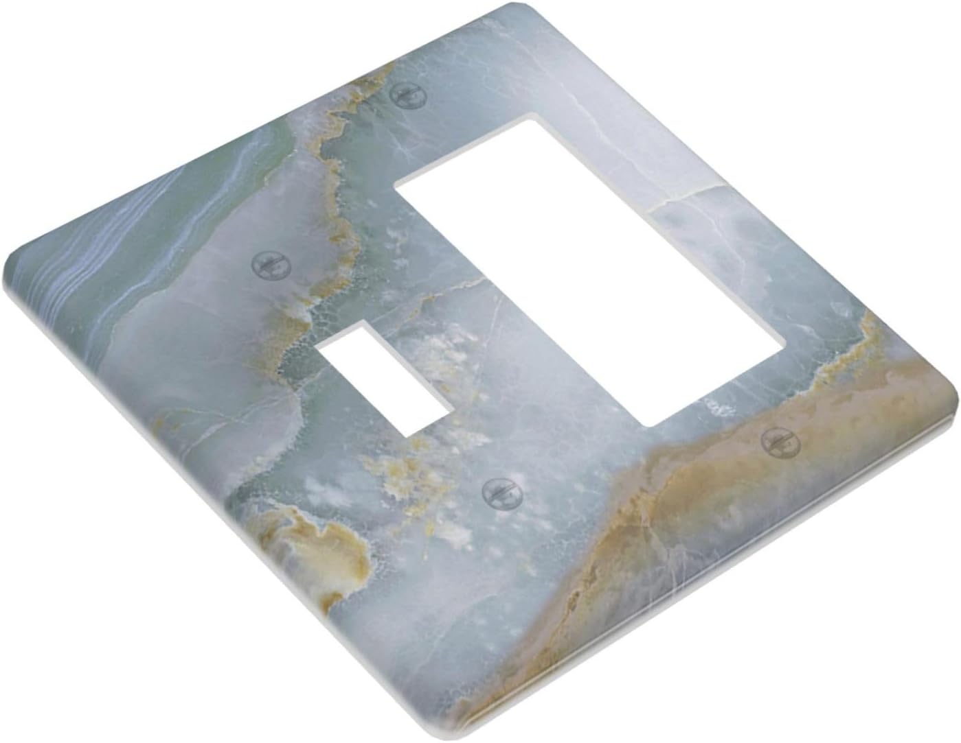 Outlet Covers Colored Art Marble Golden Line 1 Toggle 1 Rocker Combination Decorative Wall Plate Electrical Switch Plates Light Switch Cover Plate For Bathroom Kitchen Decor