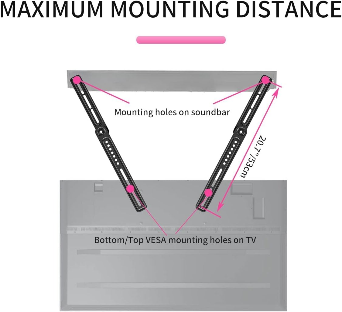 Universal Sound Bar Mount Bracket for Above/Under TV, Fits 23-65 Inch TVs, up to 22 lbs by XINLEI SBR301