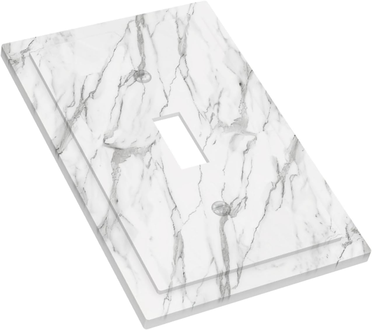 Decorative Light Switch Cover Plate Modern Grey Marble Texture 1 Gang Single Toggle Wall Plates for Electrical Outlet Covers Switch Plate Covers Faceplate for Bedroom Kitchen Decor