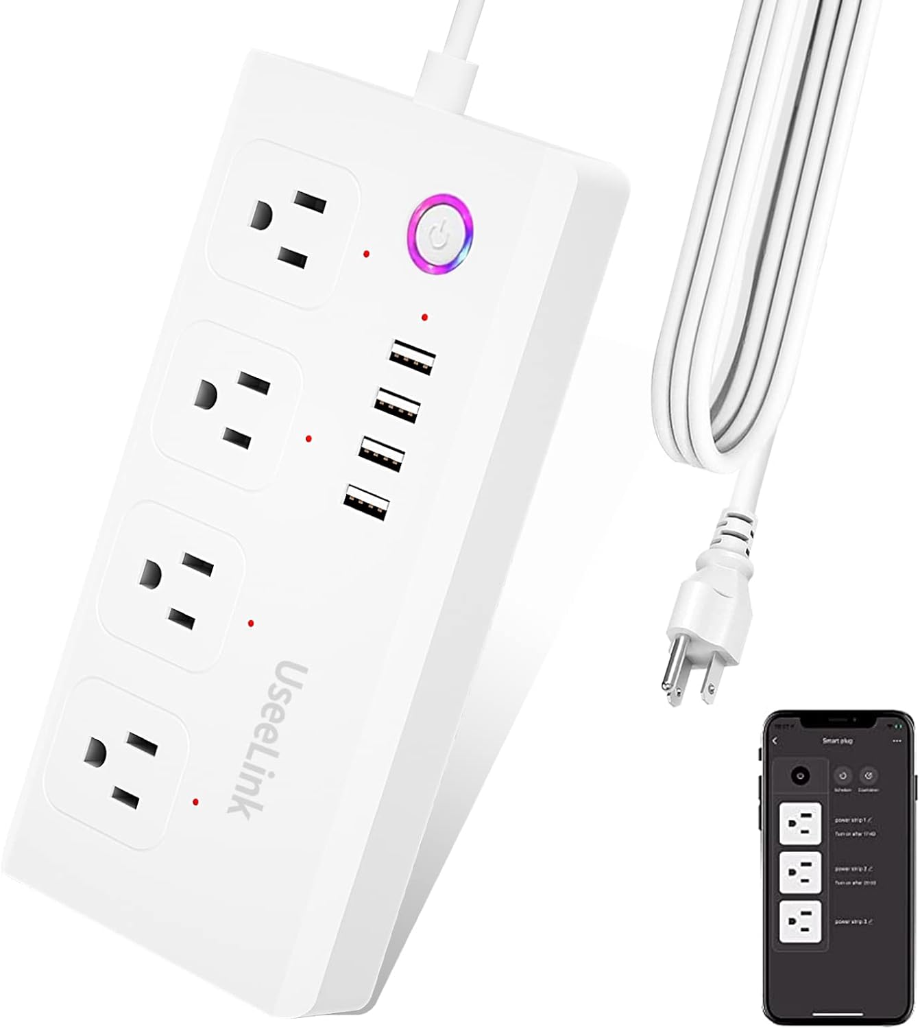 Smart Power Strip, UseeLink ZigBee Surge Protector,White