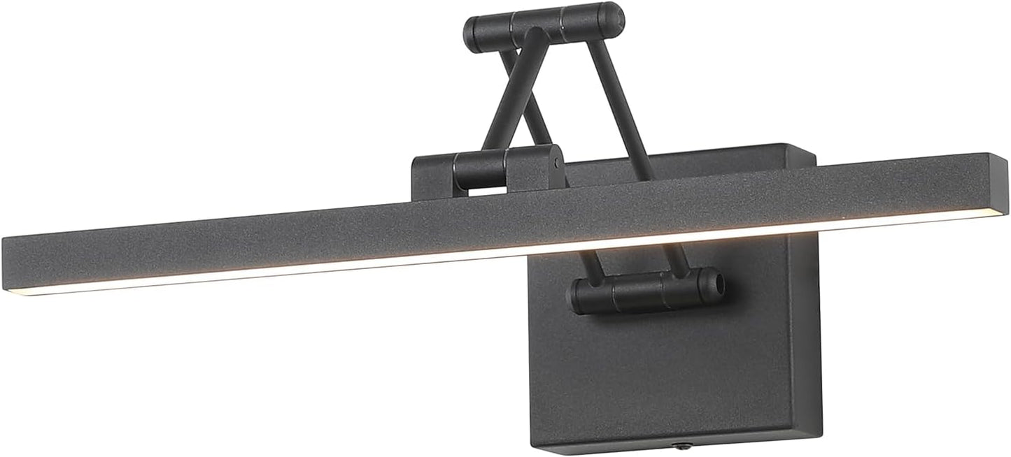 Hard-Wired Picture Light Dimmable LED Picture Lights for Paintings 15.7" Inch Black Metal Body Wall Pictures with Adjustable Swing Arm Art Display Lamps 7W 3000K Warm White Book Light
