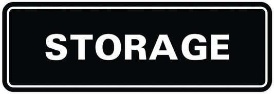 Standard STORAGE Door/Wall Sign - Black - Small (1 Pack)
