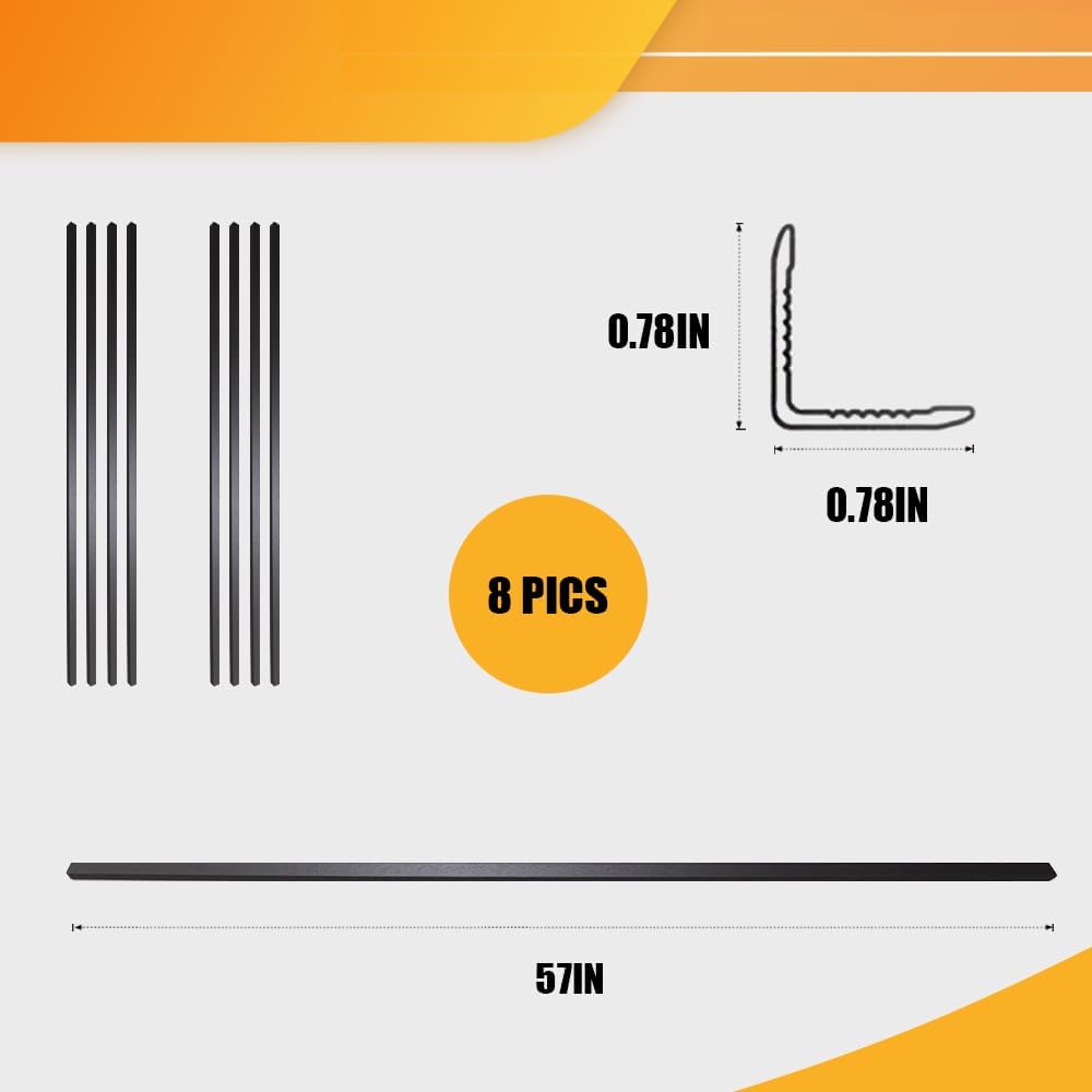 OUZUGIE 8-Pack 57 Inches, WPC Slat Wall Panel Trim,Corner Guard for High Grille (Metallic Dark Gray)