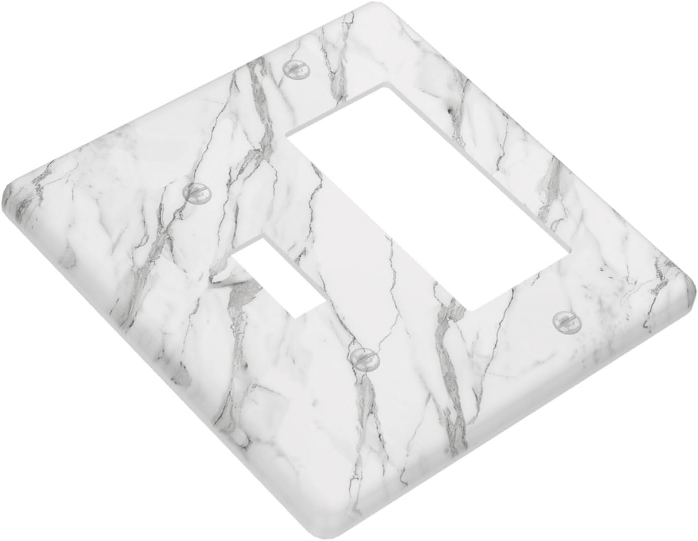 Decorative Outlet Covers Modern Grey Marble Texture 2 Gang Light Switch Cover Plate Single Toggle 1 Rocker Wall Plates for Electrical Outlets Switch Plate Covers for Bedroom Home Decor