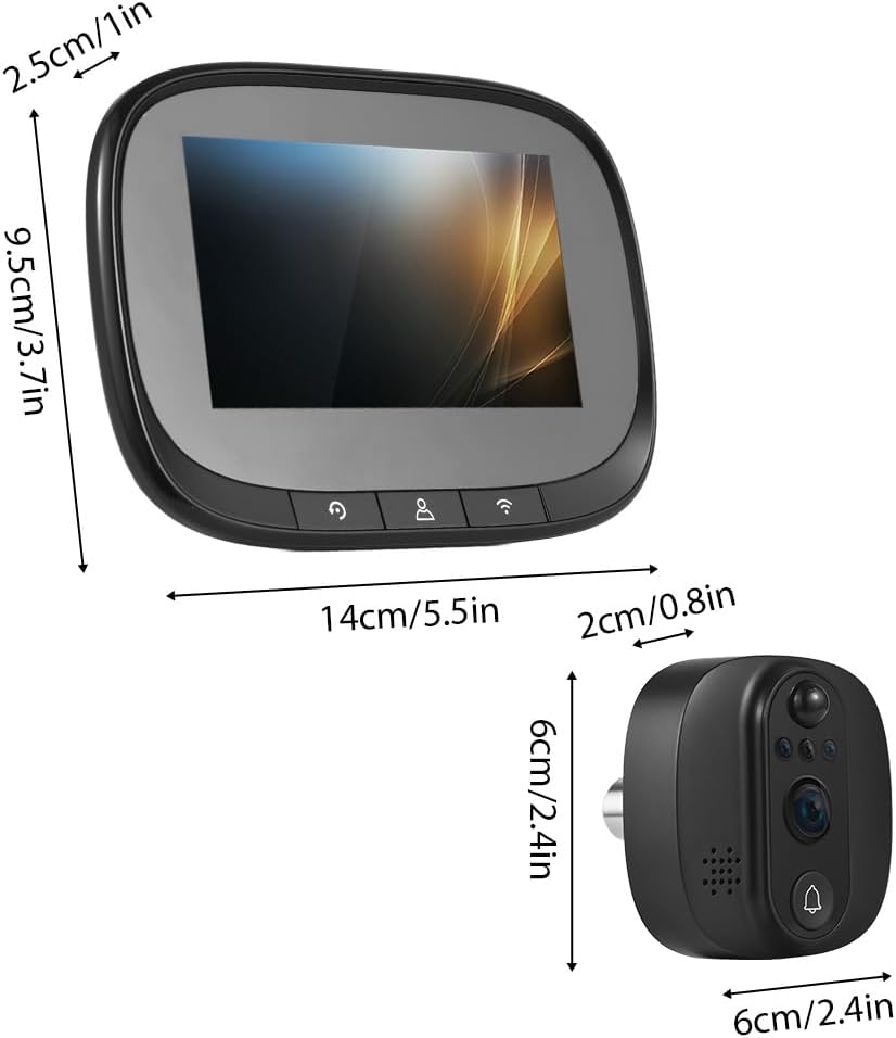 Smart Video Doorbell Camera, WiFi Door Peephole Camera with 4.3in Display Monitor, Tuya APP Wireless Digital Door Viewer, Integrated Doorbell and Night Vision, Rechargeable 3500Ah Battery