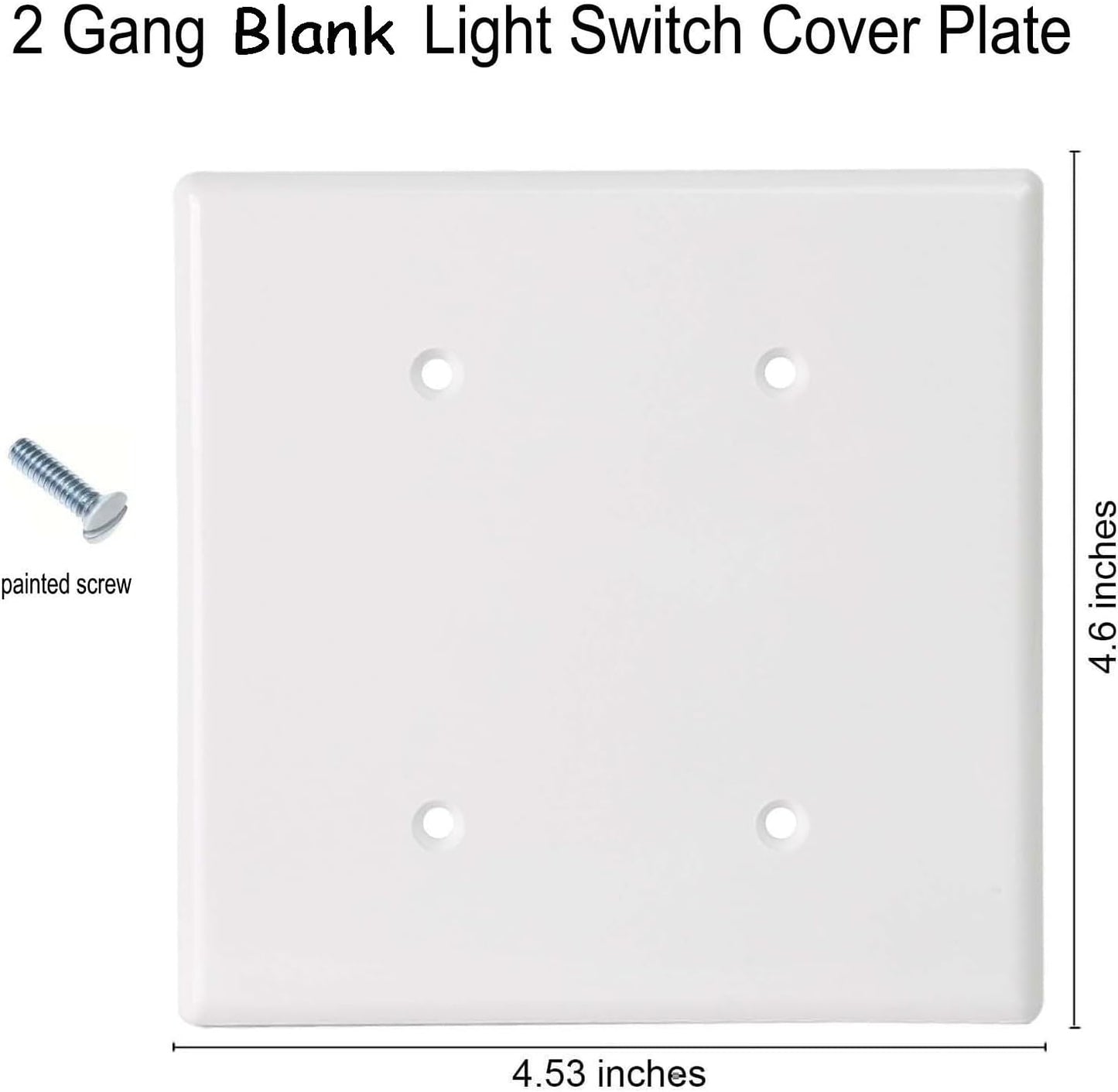 Blank Wall Plates 2-Gang blank Switch Outlet Electrical Cover Plate Unbreakable Thermoplastic Faceplate for Light Receptacle Outlet Switch, White (2 Pack)