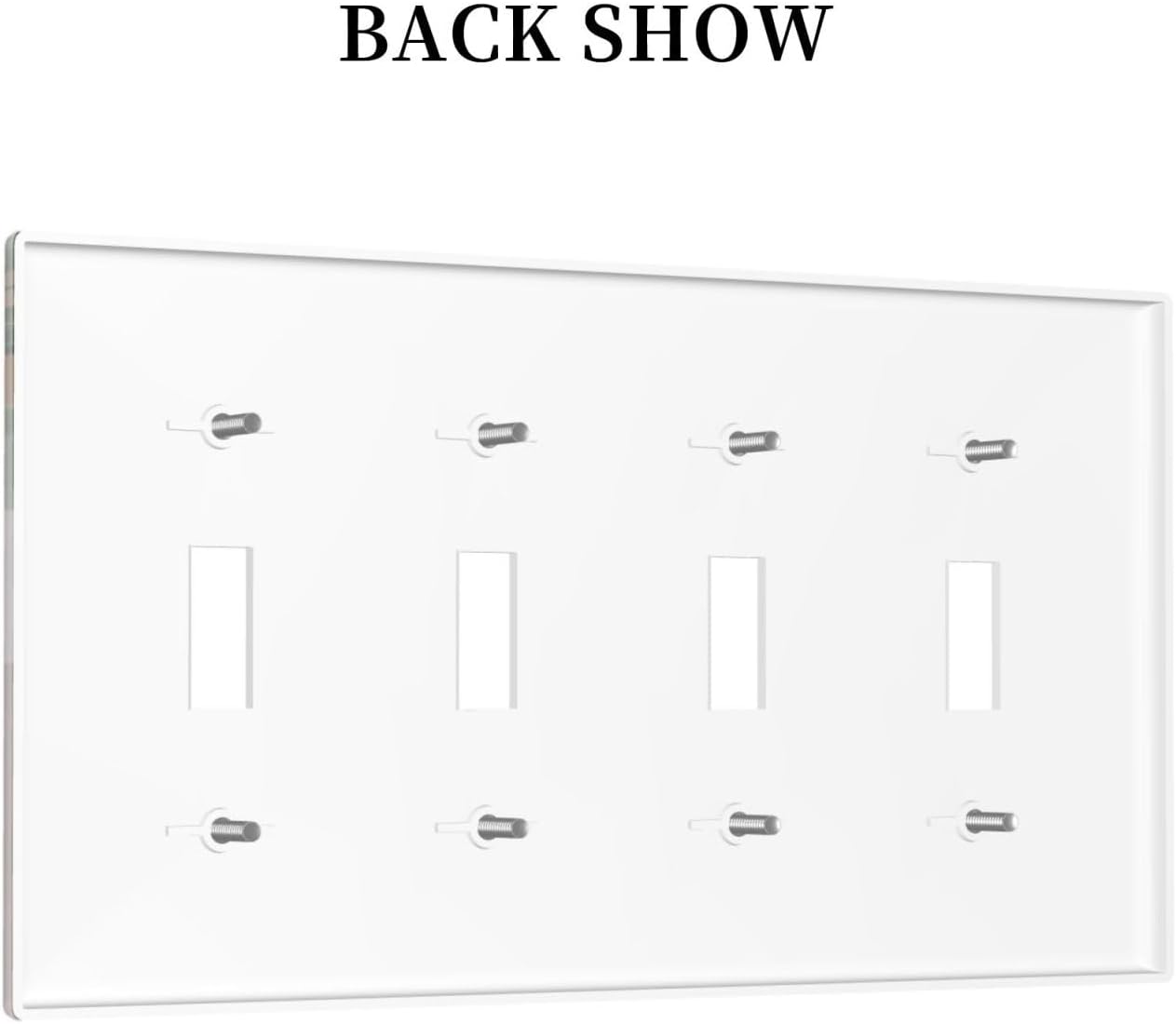 Decorative Light Switch Plate Covers Boho Mid Century Abstract Arch Green Leaves 4 Gang Light Switch Cover Plate Quad Toggle Wall Plate Outlet Covers for Bedroom Home Decor
