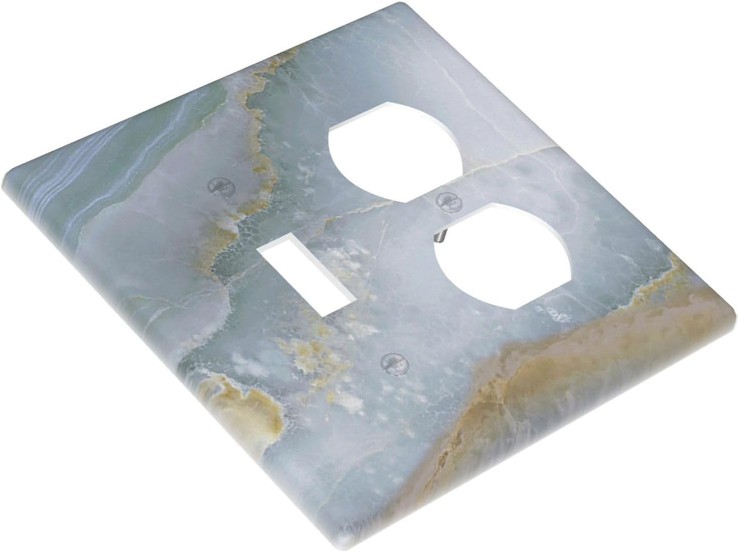Wallplates Colored Art Marble Golden Line 1 Toggle 1 Duplex Switch Plate Electrical Gfci Faceplate Decorative Light Switch Covers For Bathroom Kitchen Decor