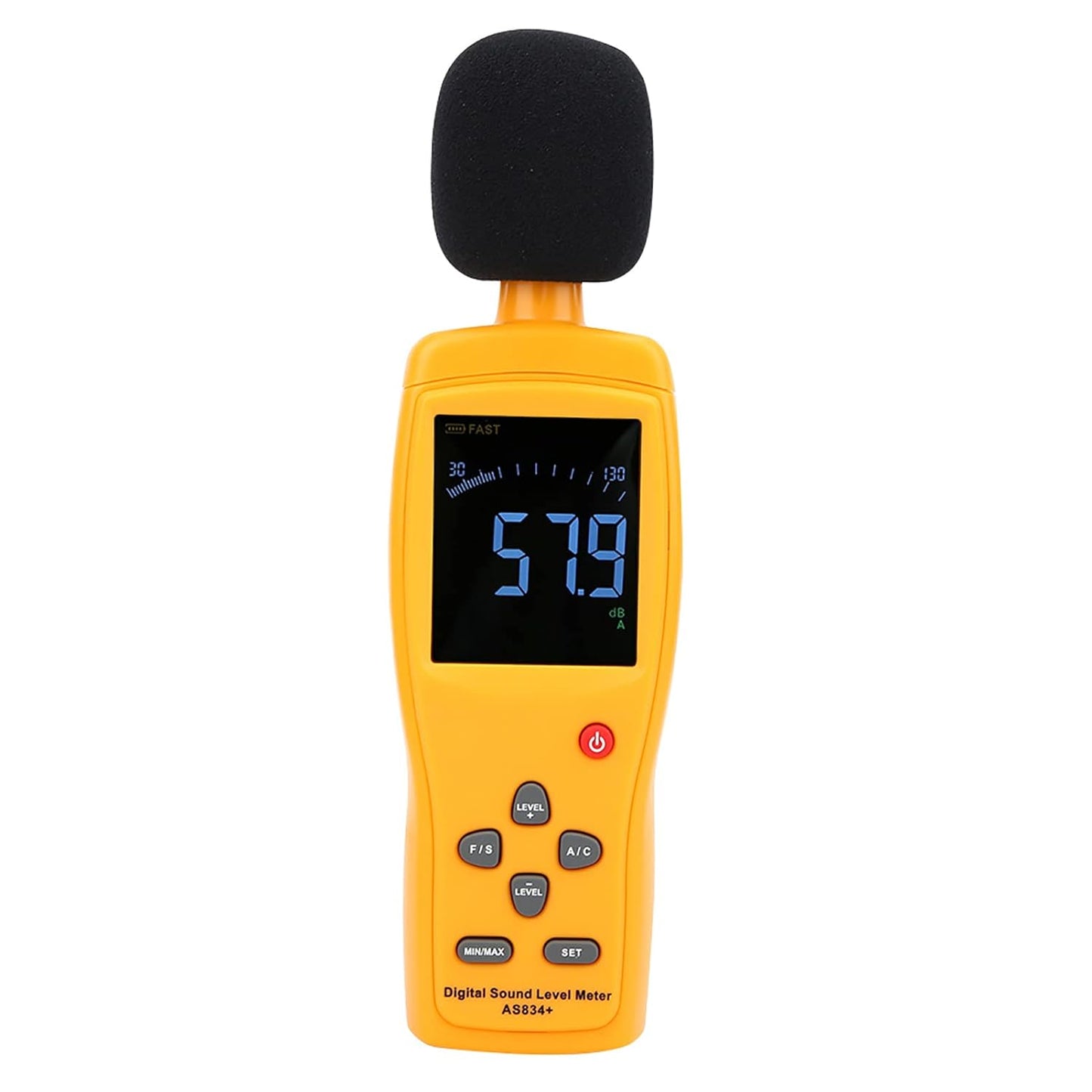 Smart Sensor AS834+ Decibel Meter Sound Level Meter Noise Detector with Large LCD Color Screen 30-130dB Range for Home Office Industrial Use