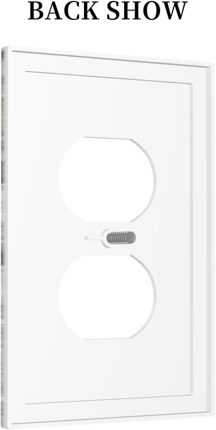 Vintage Light Wood Retro Rustic White Gray Oak Print Outlet Covers 1 Gang Duplex Light Switch Cover Decorative Switch Plates Electrical Receptacle Faceplate Wall Plate for Farmhouse Home Decor