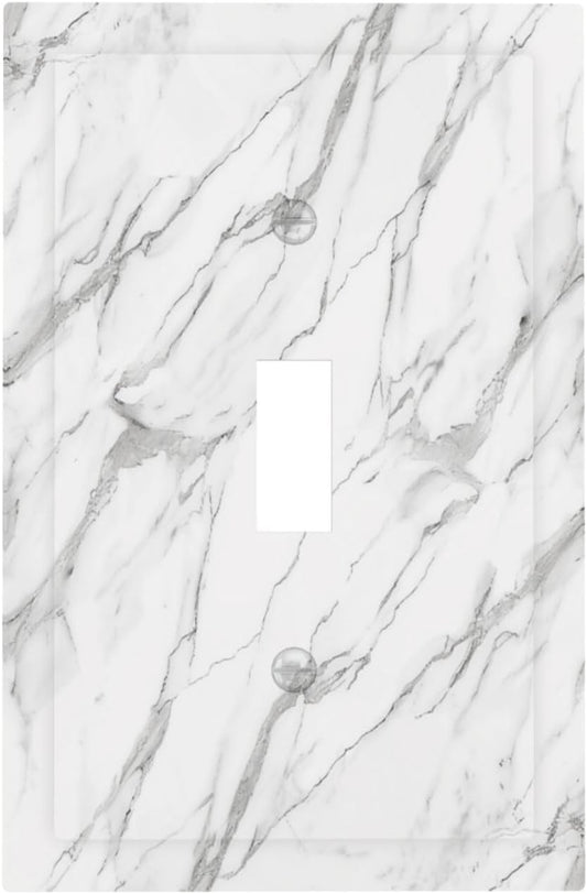 Decorative Light Switch Cover Plate Modern Grey Marble Texture 1 Gang Single Toggle Wall Plates for Electrical Outlet Covers Switch Plate Covers Faceplate for Bedroom Kitchen Decor