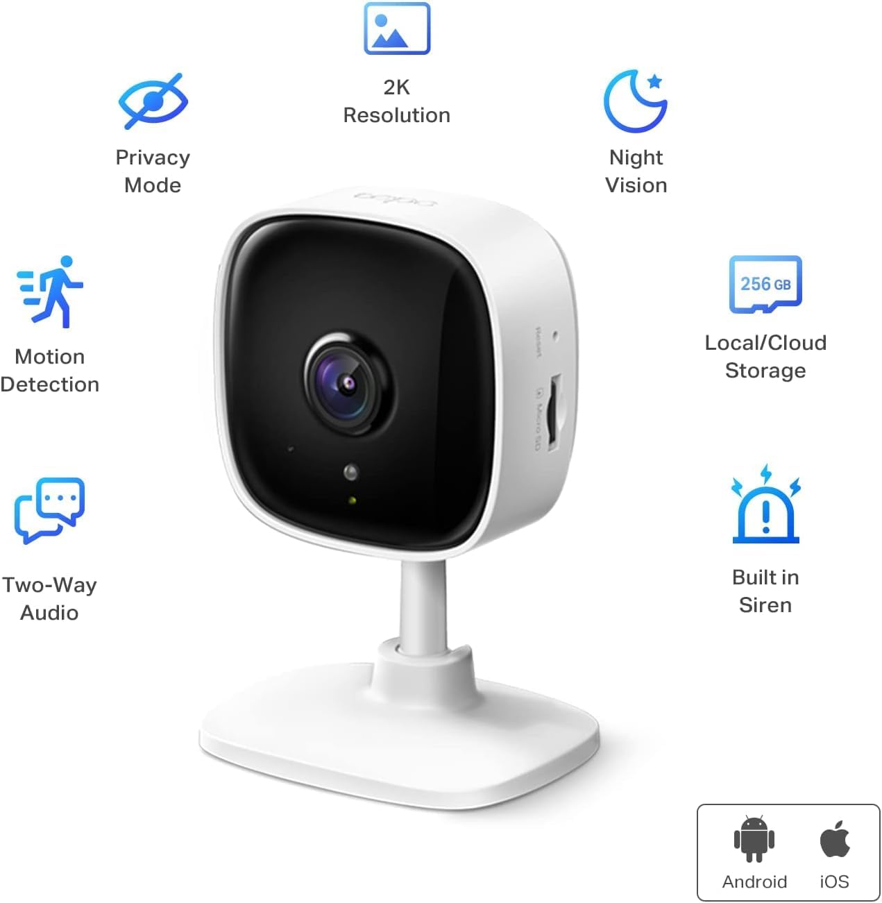 Tapo 2K Security Camera for Baby Monitor, Dog Camera w/Motion Detection, 2-Way Audio, Night Vision, Cloud & SD Card Storage (Up to 256 GB), Works w/Alexa & Google Assistant, 2-Pack C110P2