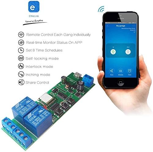 Wireless Jog Relay momentary/self-Locking Switch Module DIY Smart Home Remote Control WiFi Relay Switch Ewelink App Compatible with Alexa Echo Google Home IFTTT (DC2)