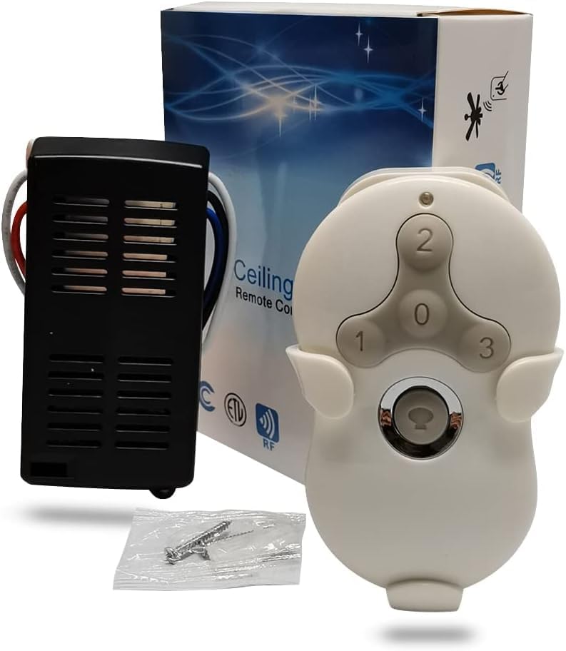 Universal Ceiling Fan Remote Control Kit with Receiver Replacement for Hunter Harbor Breeze Hampton Bay, 3-Speed Light Dimmer, Replace Hunter Fan 99122 99123 99600