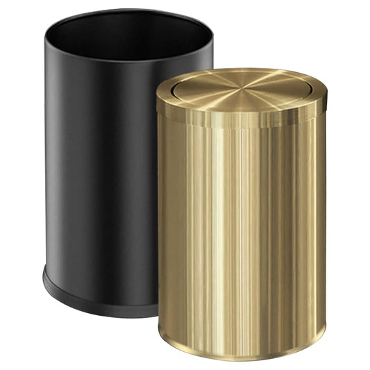 9 Liter/2.4 Gallon, Gold Trash can with Swing lid, Brass Small Trash can, Gold Trash Bin with Lid for Office, Living Room,Bathroom，Restaurant Bathroom