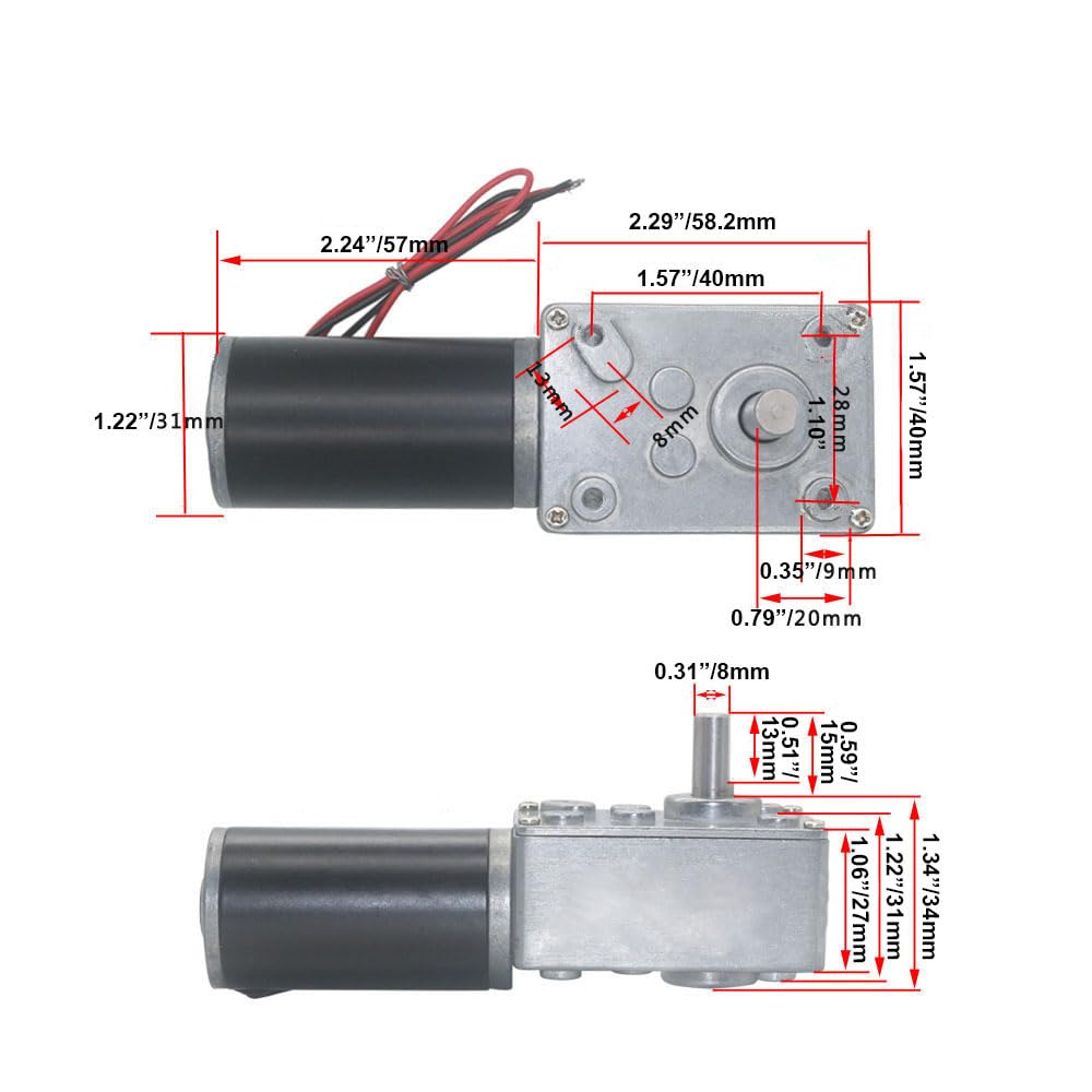 BRINGSMART DC 12V 80rpm DC Worm Gear Motor 15kg.cm Self-Locking Reversed Engine Mini Turbine Geared Motor for DIY Robot Rotating Table Door Lock Curtain Machine (12V 80rpm)