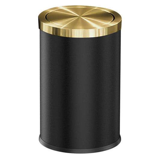 9L/2.4GAL Black Bathroom Trash Can,Gold Small Trash Can with Lid,Garbage cans for Bathroom, Hotel,Office,Lundry,Powder Room 【Perfect Christmas Gift Idea】 (ＢＬＡＣＫ)