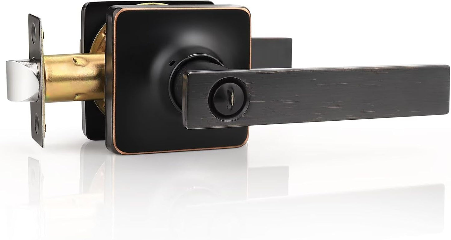 GOBEKOR 1 Pack Bronze Door Handles Interior Privacy Door Handle for Bedroom Bathroom Keyless Interior Door Levers
