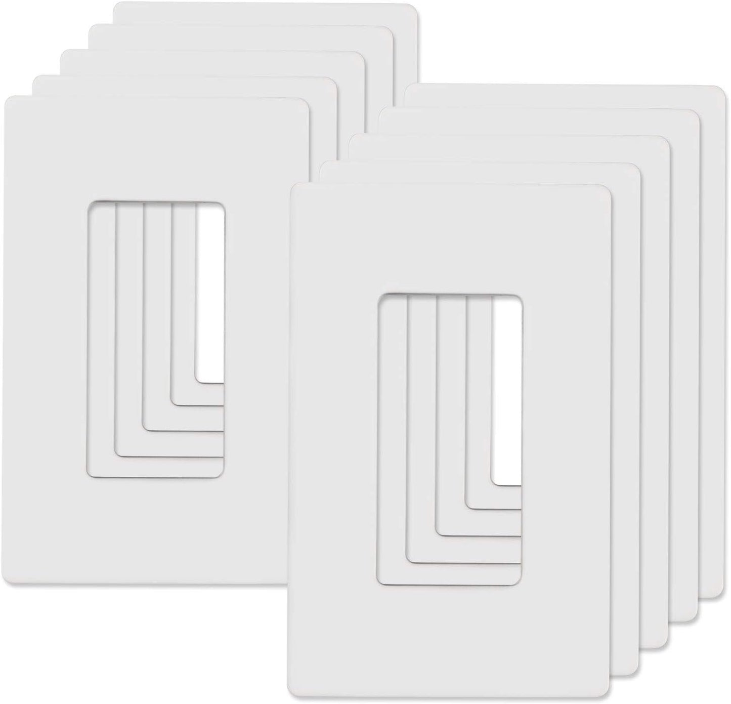 1-Gang Screwless Decorator Wall Plates, Child Safe Standard Size Outlet Cover, Unbreakable Polycarbonate Thermoplastic,Glossy White, 10 Pack,UL Listed