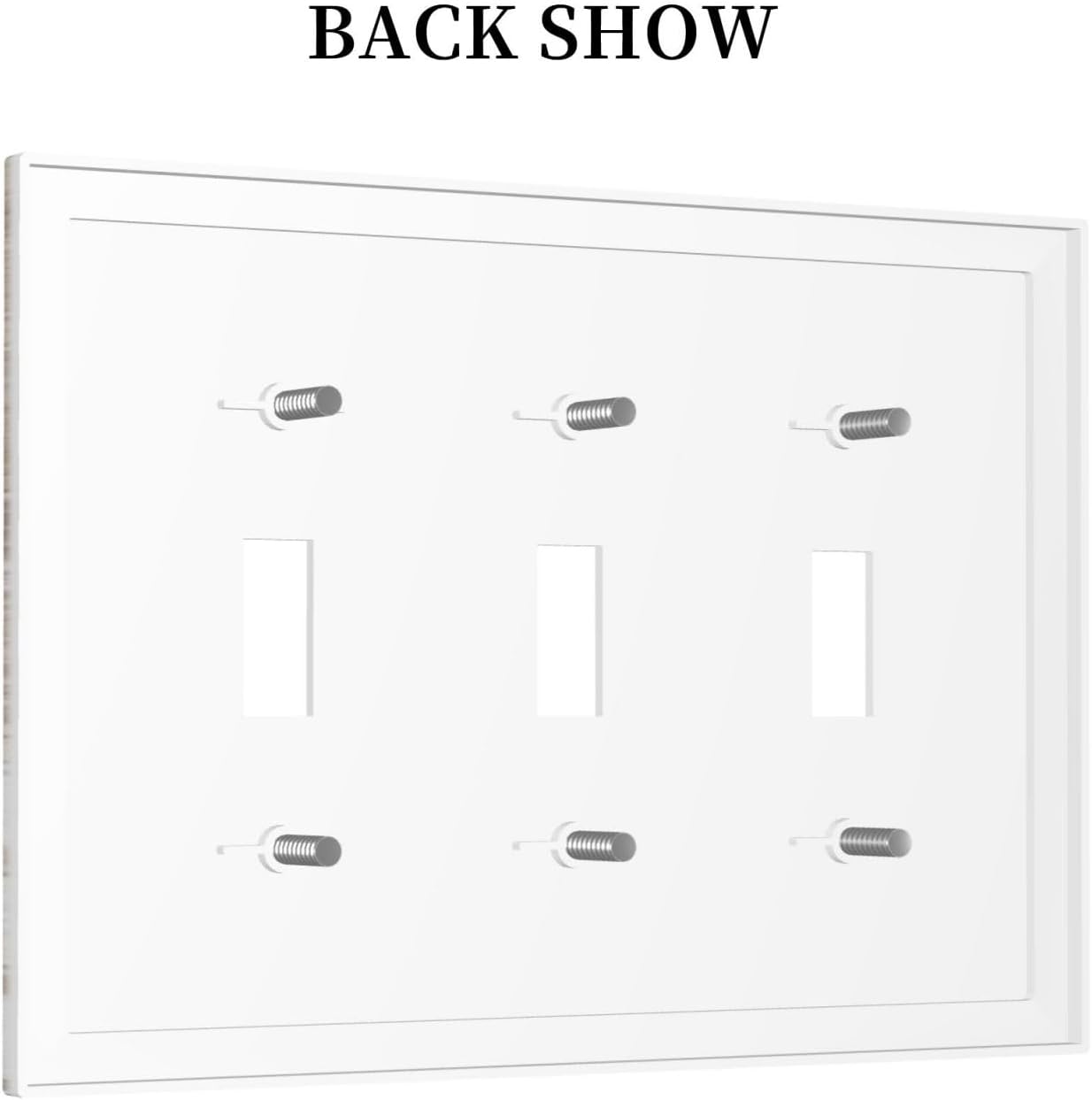 Vintage Light Wood Retro Rustic White Gray Oak Print Decorative Switch Plates 3 Gang Wall Plate Triple Toggle Light Switch Cover Faceplate Electrical Wall Panels for Farmhouse Home Decor