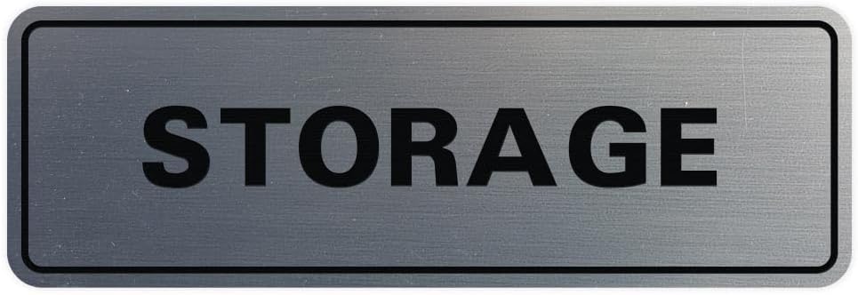 Standard STORAGE Door/Wall Sign - Silver - Medium (10 Pack)